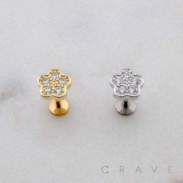 MULTI CZ FLOWER ROUND THREADLESS (PUSH IN) 316L SURGICAL STEEL LABRET SET